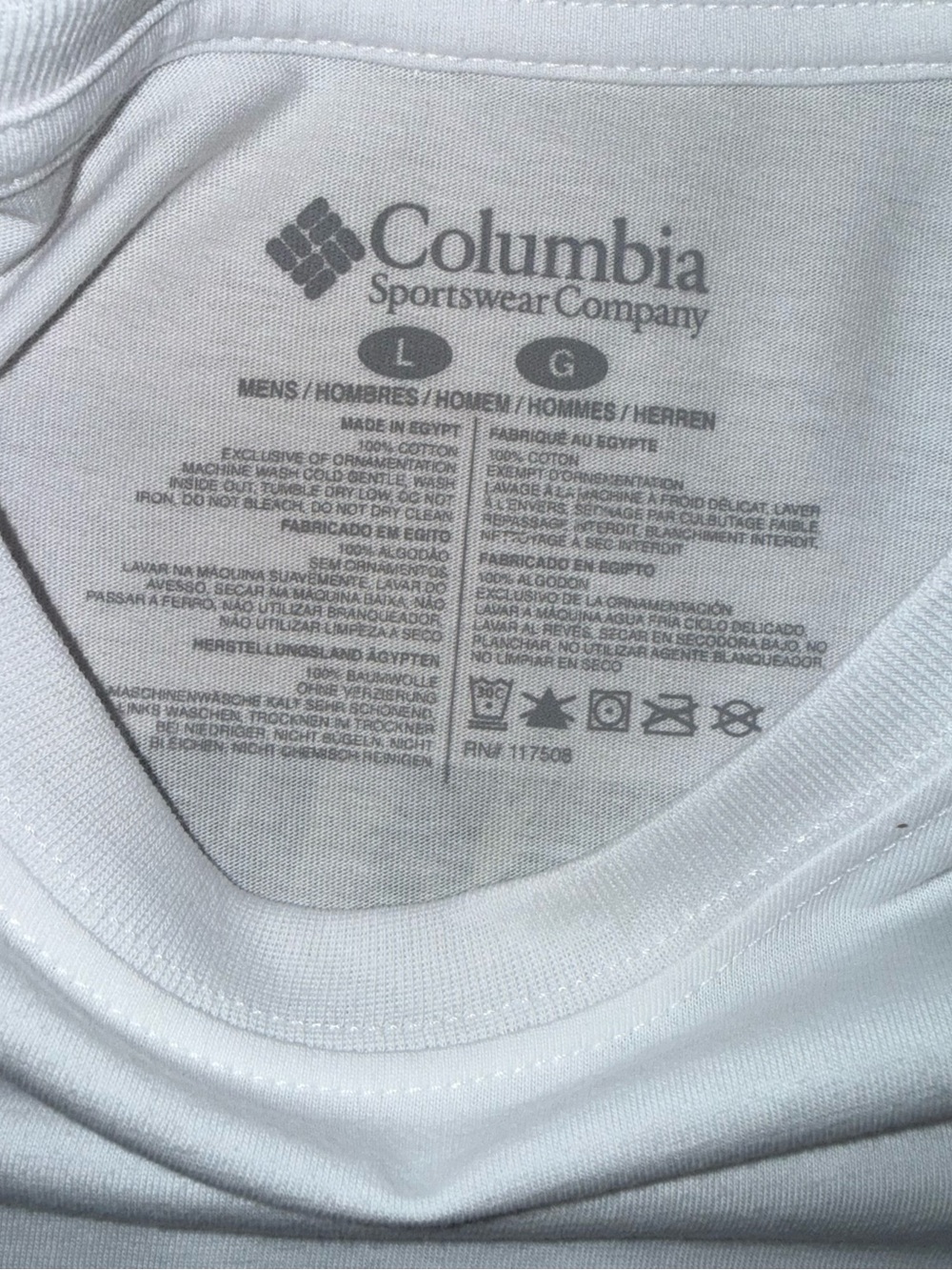 Columbia Men’s White Short-Sleeve Logo Graphic Tee LARGE cotton NWT - Picture 4 of 4